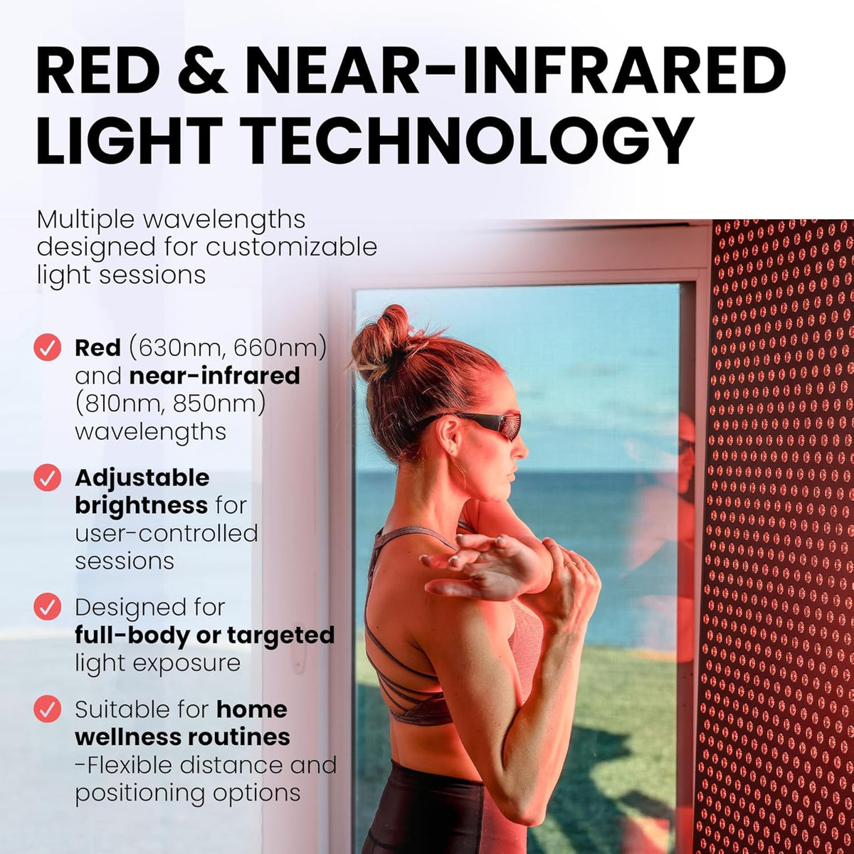 Red Light Therapy Panel Device – Full Body Panel, 630Nm 660Nm 810Nm 850Nm Red & near Infrared Light Therapy, 300 Quad Chip Leds, Brightness Control, Pulse Mode – ULTRA1500