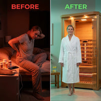Dynamic Infrared Saunas 4 - Person Indoor Bluetooth Compatible FAR Infrared Sauna in Cedar — Before & After