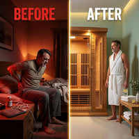 Infrared Sauna Built for Home Wellness, 4 Person Cedar, FAR Infrared Technology, Bluetooth Compatible — Before & After