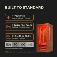 Infrared Sauna with Fda-Certified Red Light Therapy 660Nm & 850Nm | Full Spectrum, Ultra Low EMF, Fast Heat-Up, Canadian Hemlock, 7 PCS Carbon Fiber Heaters, Easy Assembly, 1170W 110V — Results & Stats