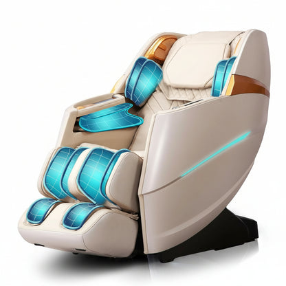 Massage Chair 4D Full Body Zero Gravity 55" Long Sl-Track,Beige | 20 Auto Modes,40 Airbags,Back Heat,Body Scan,Calf & Foot Roller,Hd Touchscreen,App Control,Bluetooth Speaker for Home Office