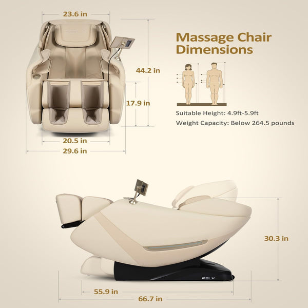 Massage Chair Full Body, Zero Gravity, Airbag Shiatsu, Sl-Track, Beige | Zero Gravity Massage Chair with 13 Modes, Body Scan, Foot Massage with Extendable Calf Rest, Heating, Yoga , AI Control